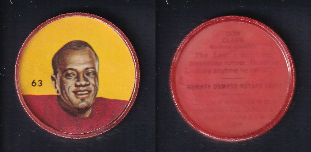 1963 CFL NALLEY'S FOOTBALL COIN #63 D. CLARK photo 1963 CFL NALLEY'S FOOTBALL COIN #63 D. CLARK photo