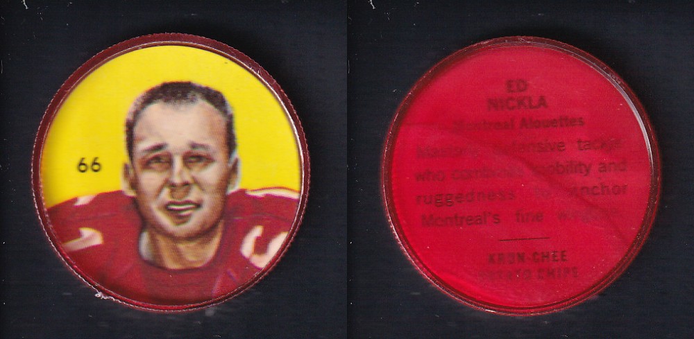 1963 CFL NALLEY'S FOOTBALL COIN #66 E. NICKLA photo 1963 CFL NALLEY'S FOOTBALL COIN #66 E. NICKLA photo
