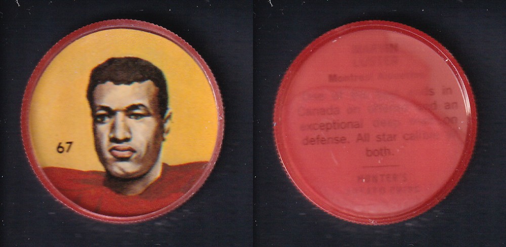 1963 CFL NALLEY'S FOOTBALL COIN #67 M. LUSTER photo 1963 CFL NALLEY'S FOOTBALL COIN #67 M. LUSTER photo
