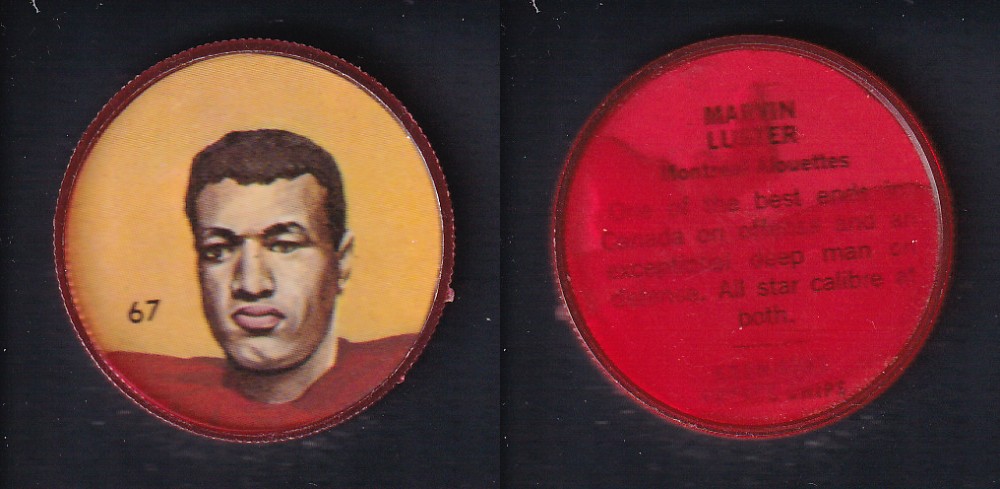 1963 CFL NALLEY'S FOOTBALL COIN #67 M. LUSTER photo 1963 CFL NALLEY'S FOOTBALL COIN #67 M. LUSTER photo