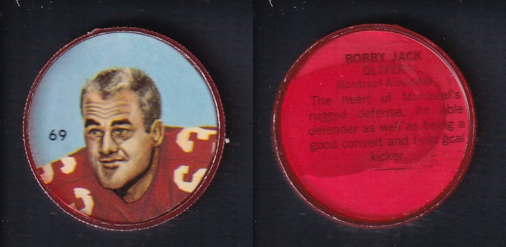 1963 CFL NALLEY'S FOOTBALL COIN #69 B. OLIVER photo 1963 CFL NALLEY'S FOOTBALL COIN #69 B. OLIVER photo