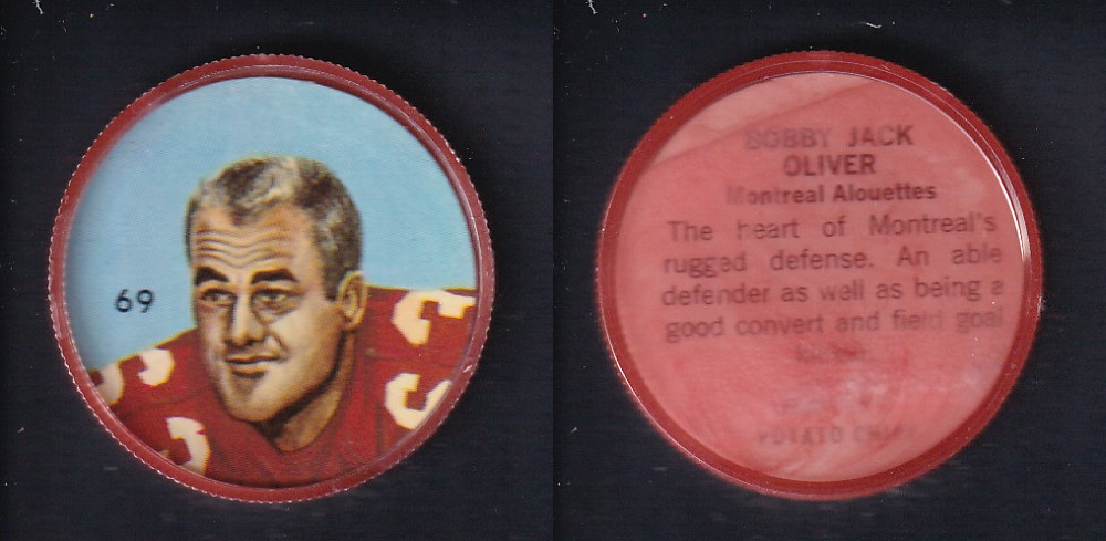 1963 CFL NALLEY'S FOOTBALL COIN #69 B. OLIVER photo 1963 CFL NALLEY'S FOOTBALL COIN #69 B. OLIVER photo