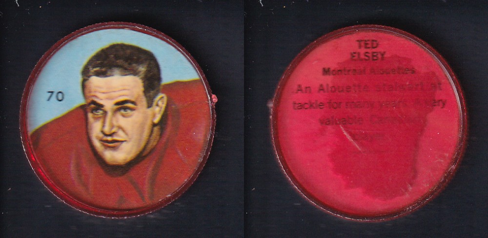 1963 CFL NALLEY'S FOOTBALL COIN #70 T. ELSBY photo 1963 CFL NALLEY'S FOOTBALL COIN #70 T. ELSBY photo