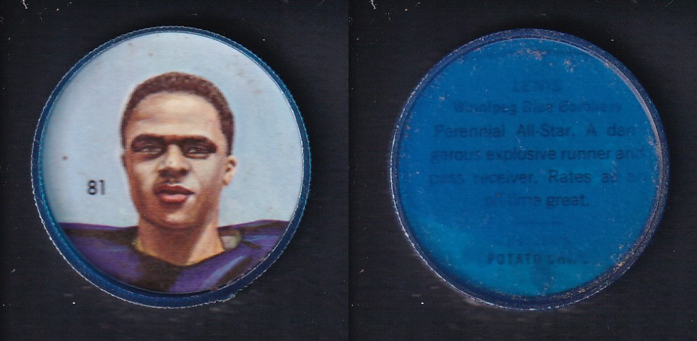 1963 CFL NALLEY'S FOOTBALL COIN #81 L. LEWIS photo 1963 CFL NALLEY'S FOOTBALL COIN #81 L. LEWIS photo