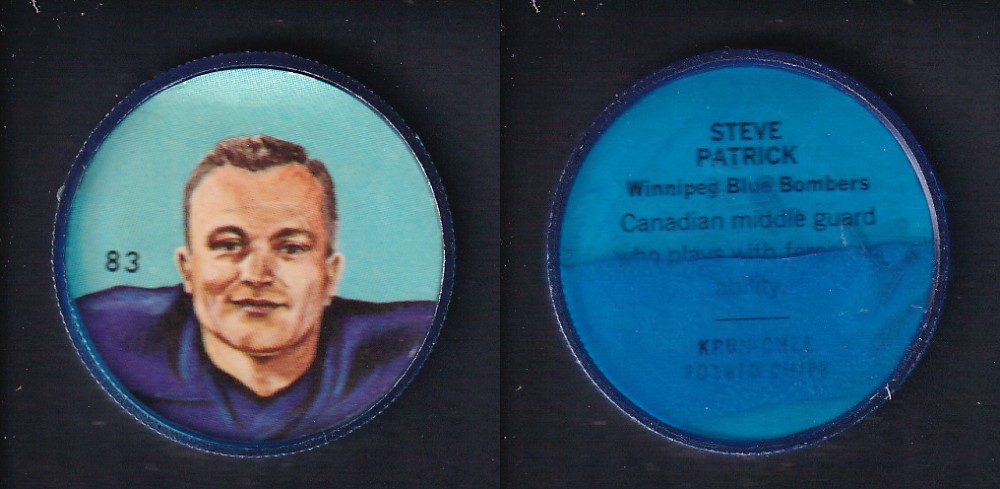 1963 CFL NALLEY'S FOOTBALL COIN #83 S. PATRICK photo 1963 CFL NALLEY'S FOOTBALL COIN #83 S. PATRICK photo