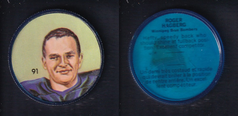 1963 CFL NALLEY'S FOOTBALL COIN #91 R. HAGBERG photo 1963 CFL NALLEY'S FOOTBALL COIN #91 R. HAGBERG photo