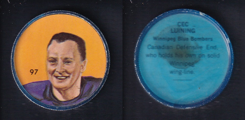 1963 CFL NALLEY'S FOOTBALL COIN #97 C. LUINING photo 1963 CFL NALLEY'S FOOTBALL COIN #97 C. LUINING photo