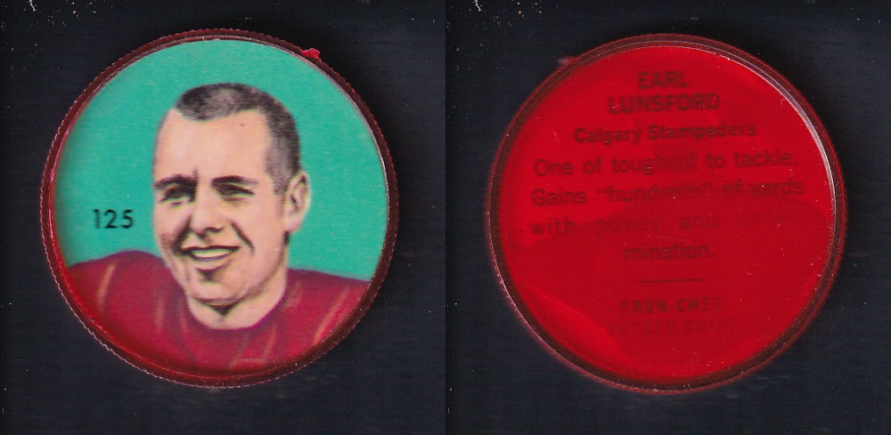 1963 CFL NALLEY'S FOOTBALL COIN #125 E. LUNSFORD photo 1963 CFL NALLEY'S FOOTBALL COIN #125 E. LUNSFORD photo
