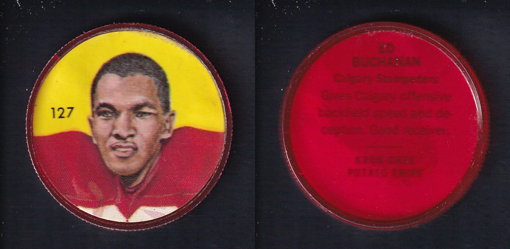 1963 CFL NALLEY'S FOOTBALL COIN #127 E. BUCHANAN photo 1963 CFL NALLEY'S FOOTBALL COIN #127 E. BUCHANAN photo