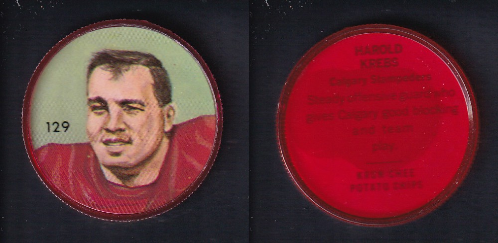 1963 CFL NALLEY'S FOOTBALL COIN #129 H. KREBS photo 1963 CFL NALLEY'S FOOTBALL COIN #129 H. KREBS photo