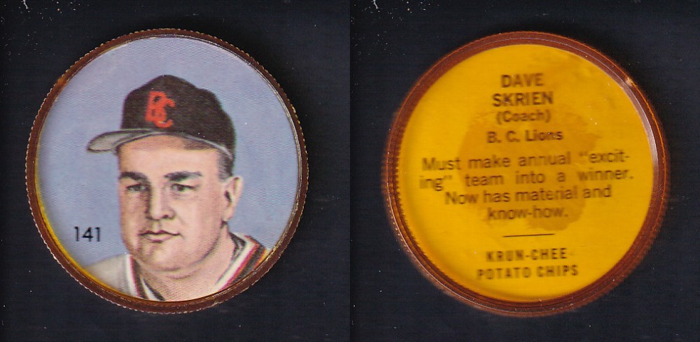 1963 CFL NALLEY'S FOOTBALL COIN #141 D. SKRIEN photo 1963 CFL NALLEY'S FOOTBALL COIN #141 D. SKRIEN photo
