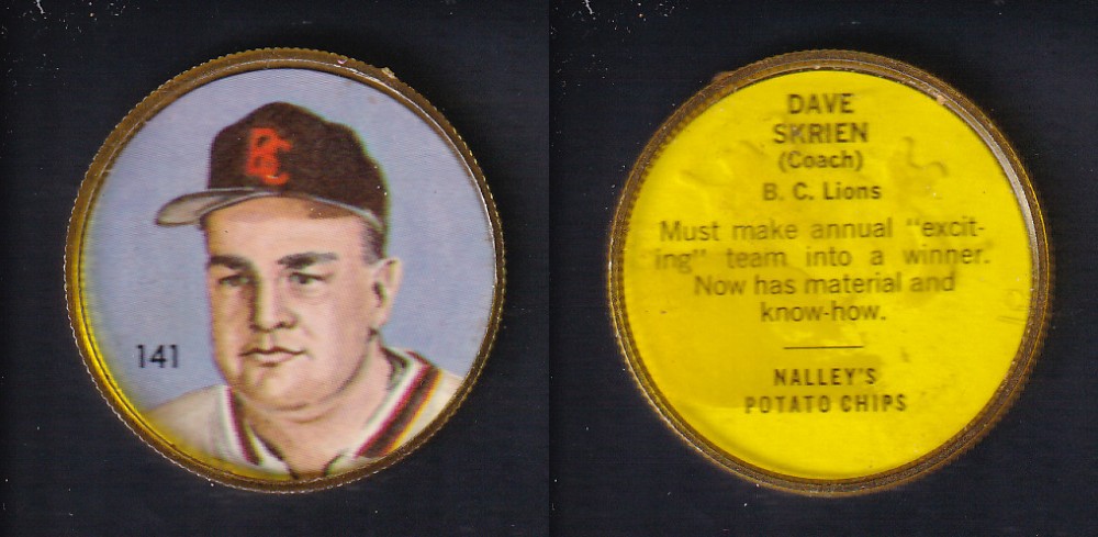1963 CFL NALLEY'S FOOTBALL COIN #141 D. SKRIEN photo 1963 CFL NALLEY'S FOOTBALL COIN #141 D. SKRIEN photo