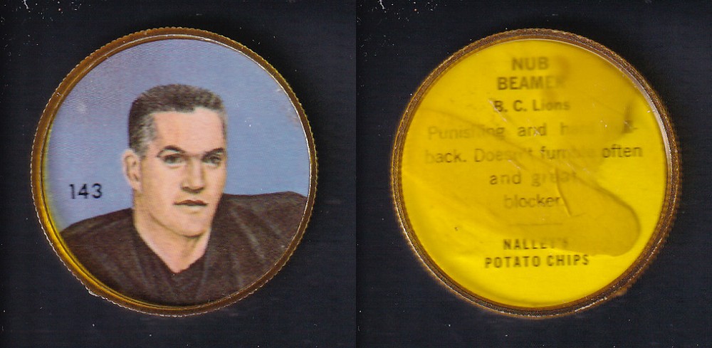 1963 CFL NALLEY'S FOOTBALL COIN #143 N. BEAMER photo 1963 CFL NALLEY'S FOOTBALL COIN #143 N. BEAMER photo