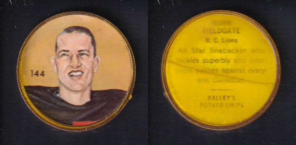 1963 CFL NALLEY'S FOOTBALL COIN #144 N. FIELDGATE photo 1963 CFL NALLEY'S FOOTBALL COIN #144 N. FIELDGATE photo