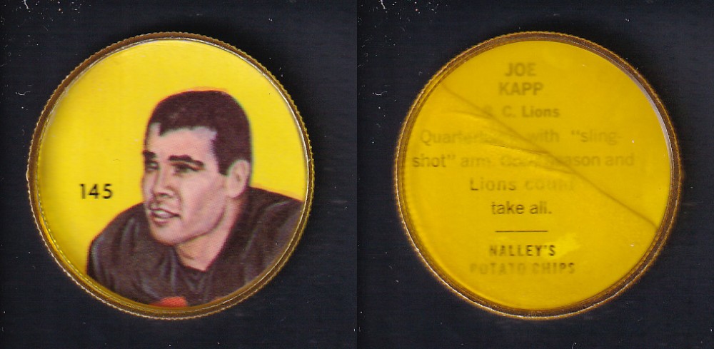 1963 CFL NALLEY'S FOOTBALL COIN #145 J. KAPP photo 1963 CFL NALLEY'S FOOTBALL COIN #145 J. KAPP photo