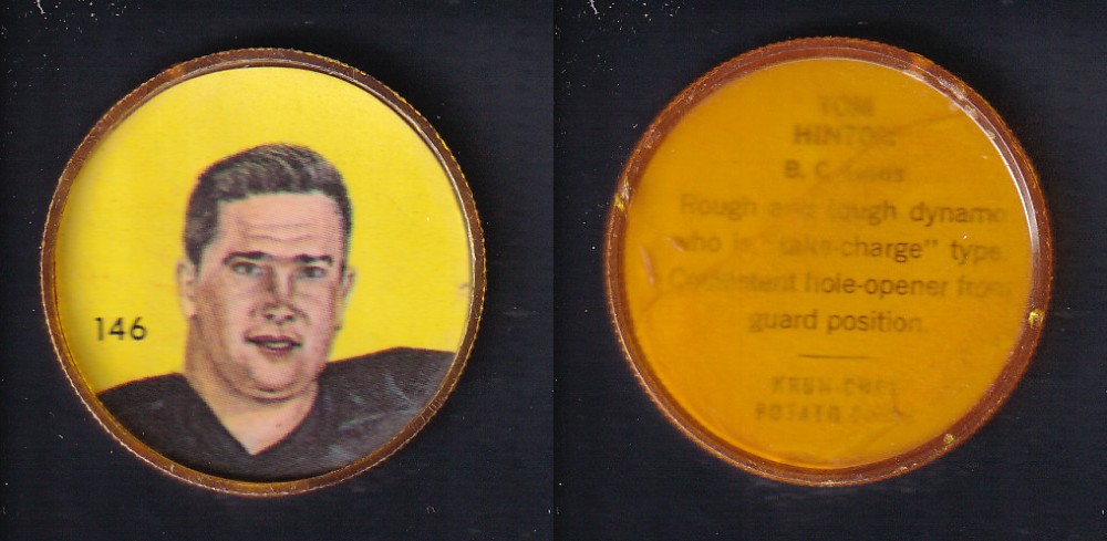 1963 CFL NALLEY'S FOOTBALL COIN #146 T. HINTON photo 1963 CFL NALLEY'S FOOTBALL COIN #146 T. HINTON photo