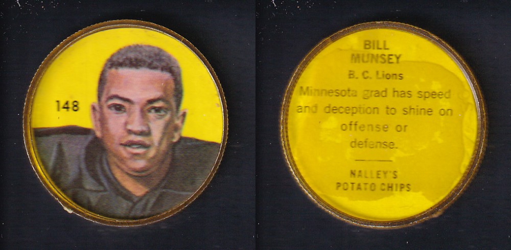 1963 CFL NALLEY'S FOOTBALL COIN #148 B. MUNSEY photo 1963 CFL NALLEY'S FOOTBALL COIN #148 B. MUNSEY photo