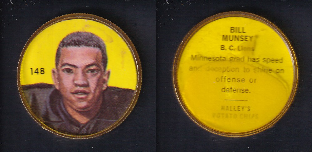 1963 CFL NALLEY'S FOOTBALL COIN #148 B. MUNSEY photo 1963 CFL NALLEY'S FOOTBALL COIN #148 B. MUNSEY photo