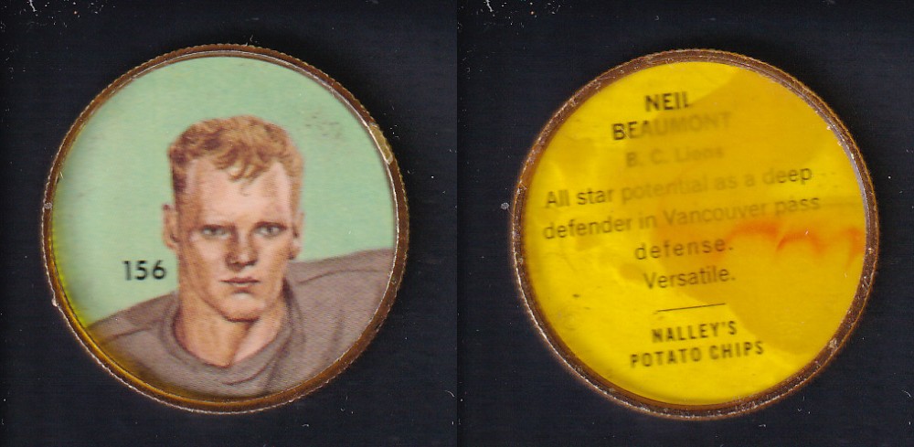 1963 CFL NALLEY'S FOOTBALL COIN #156 N. BEAUMONT photo 1963 CFL NALLEY'S FOOTBALL COIN #156 N. BEAUMONT photo