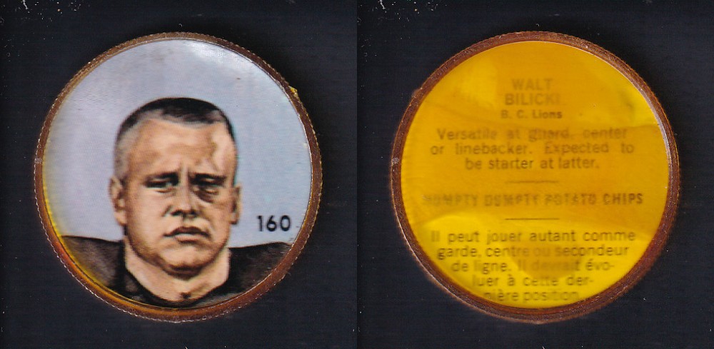 1963 CFL NALLEY'S FOOTBALL COIN #160 W. BILICKI photo 1963 CFL NALLEY'S FOOTBALL COIN #160 W. BILICKI photo