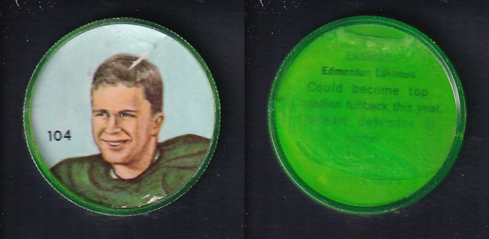 1963 CFL NALLEY'S FOOTBALL COIN #104 M. LASHUK photo 1963 CFL NALLEY'S FOOTBALL COIN #104 M. LASHUK photo