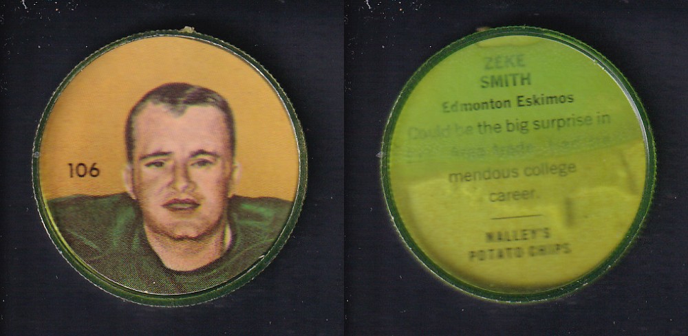 1963 CFL NALLEY'S FOOTBALL COIN #106 Z. SMITH photo 1963 CFL NALLEY'S FOOTBALL COIN #106 Z. SMITH photo