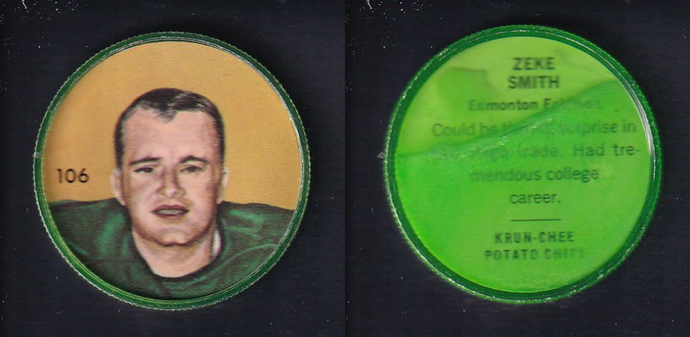 1963 CFL NALLEY'S FOOTBALL COIN #106 Z. SMITH photo 1963 CFL NALLEY'S FOOTBALL COIN #106 Z. SMITH photo
