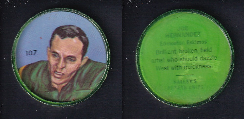 1963 CFL NALLEY'S FOOTBALL COIN #107 J. HEMANDEZ photo 1963 CFL NALLEY'S FOOTBALL COIN #107 J. HEMANDEZ photo