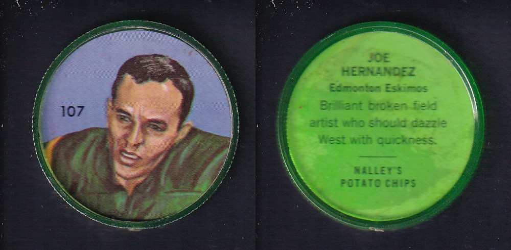 1963 CFL NALLEY'S FOOTBALL COIN #107 J. HEMANDEZ photo 1963 CFL NALLEY'S FOOTBALL COIN #107 J. HEMANDEZ photo