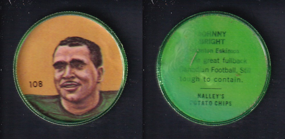 1963 CFL NALLEY'S FOOTBALL COIN #108 J. BRIGHT photo 1963 CFL NALLEY'S FOOTBALL COIN #108 J. BRIGHT photo