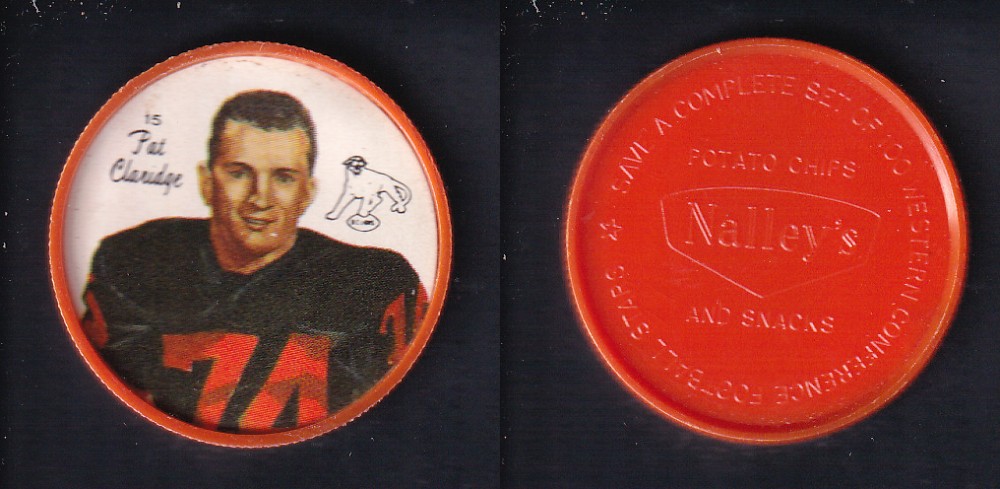 1964 CFL NALLEY'S FOOTBALL COIN #15 P. CLARIDGE photo 1964 CFL NALLEY'S FOOTBALL COIN #15 P. CLARIDGE photo