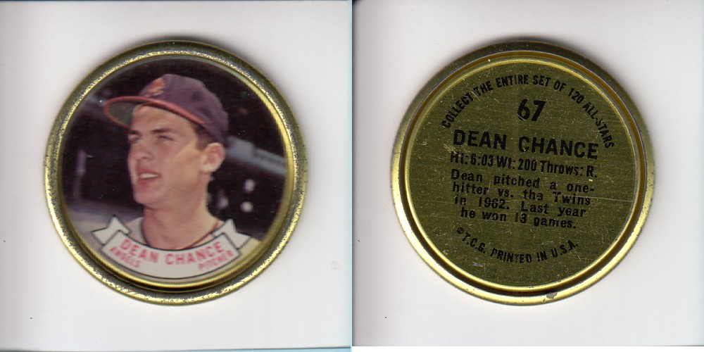 1964 TOPPS BASEBALL COIN #67 D. CHANCE photo 1964 TOPPS BASEBALL COIN #67 D. CHANCE photo
