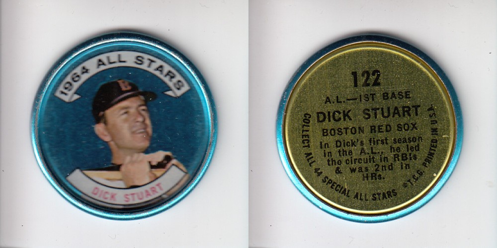 1964 TOPPS BASEBALL COIN #122 D. STUART photo 1964 TOPPS BASEBALL COIN #122 D. STUART photo