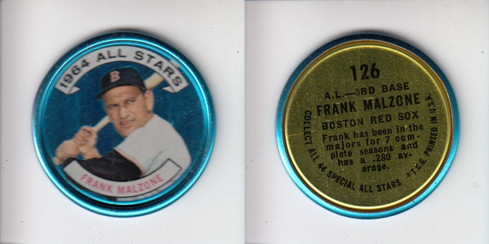 1964 TOPPS BASEBALL COIN #126 F MALZONE photo 1964 TOPPS BASEBALL COIN #126 F MALZONE photo