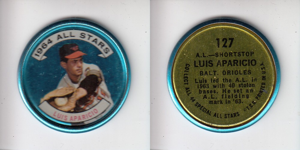 1964 TOPPS BASEBALL COIN #127 L. APARICIO photo 1964 TOPPS BASEBALL COIN #127 L. APARICIO photo
