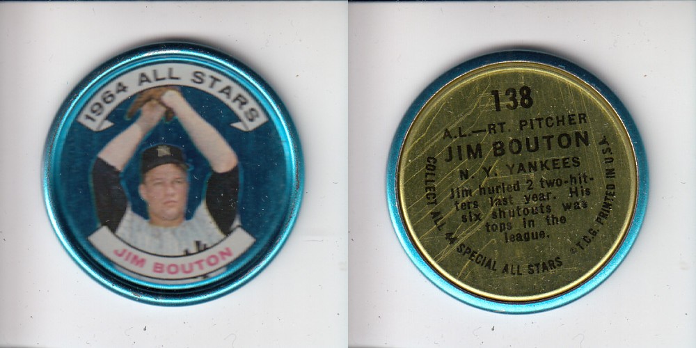 1964 TOPPS BASEBALL COIN #138 J. BOUTON photo 1964 TOPPS BASEBALL COIN #138 J. BOUTON photo
