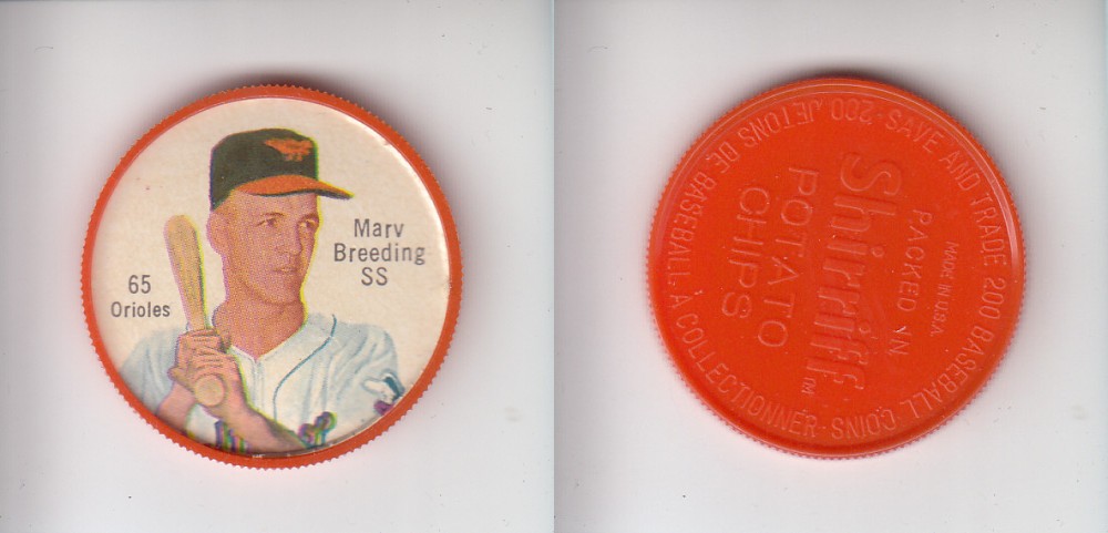 1962 SHIRRIFF BASEBALL COIN #65 M. BREEDING photo 1962 SHIRRIFF BASEBALL COIN #65 M. BREEDING photo