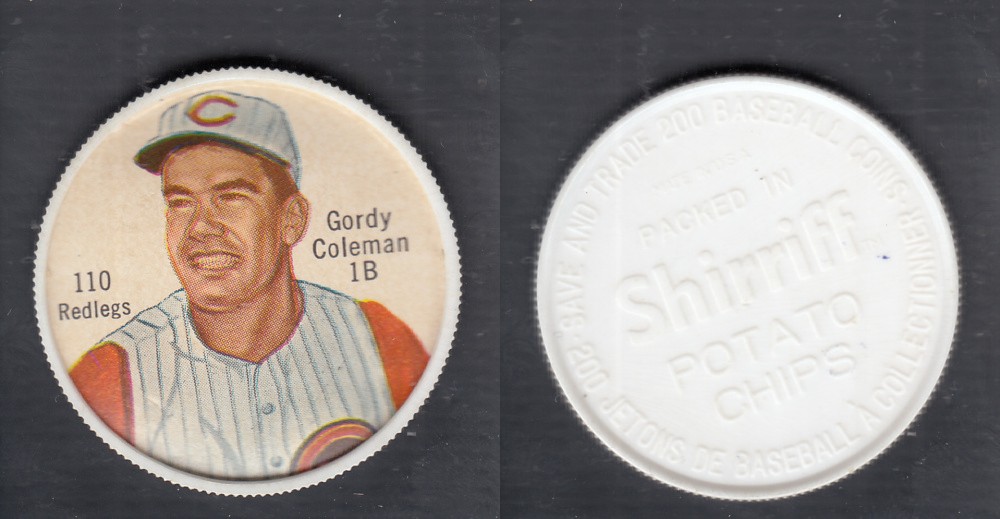 1962 SHIRRIFF BASEBALL COIN #110 G. COLEMAN photo 1962 SHIRRIFF BASEBALL COIN #110 G. COLEMAN photo