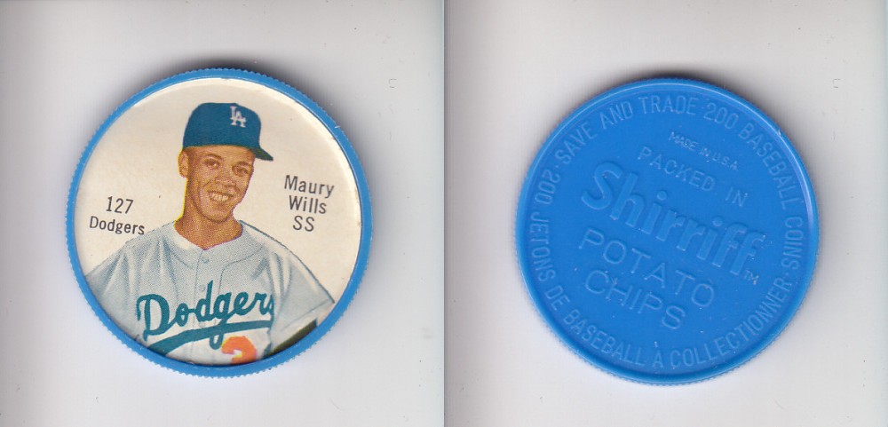 1962 SHIRRIFF BASEBALL COIN #127 M. WILLS photo 1962 SHIRRIFF BASEBALL COIN #127 M. WILLS photo