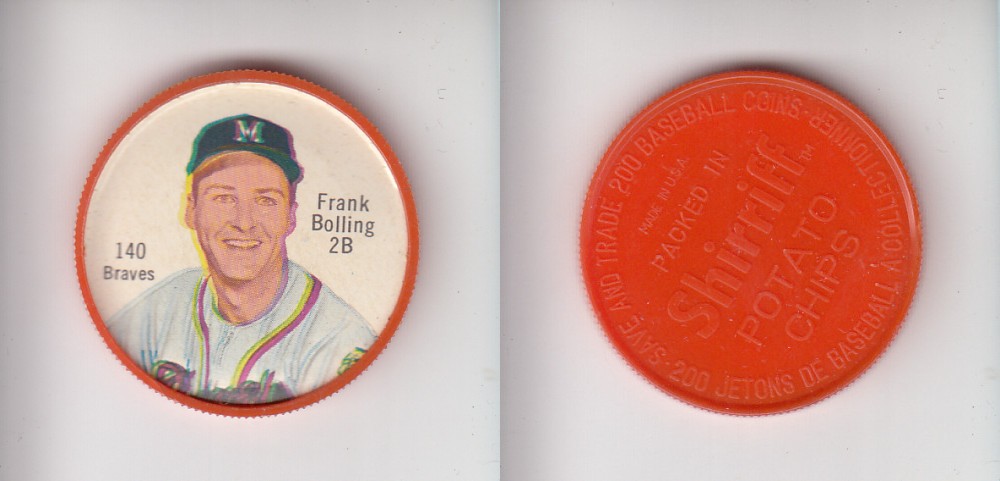 1962 SHIRRIFF BASEBALL COIN #140 F. BOLLING photo 1962 SHIRRIFF BASEBALL COIN #140 F. BOLLING photo