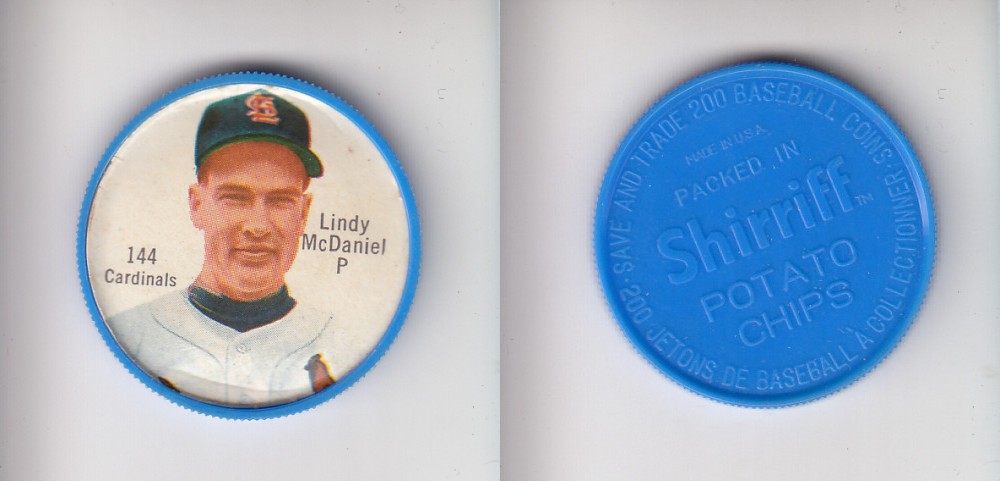1962 SHIRRIFF BASEBALL COIN #144 L. McDANIEL photo 1962 SHIRRIFF BASEBALL COIN #144 L. McDANIEL photo