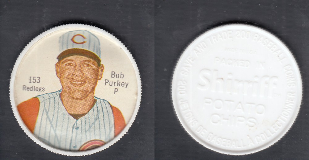1962 SHIRRIFF BASEBALL COIN #153 B. PURKEY photo 1962 SHIRRIFF BASEBALL COIN #153 B. PURKEY photo