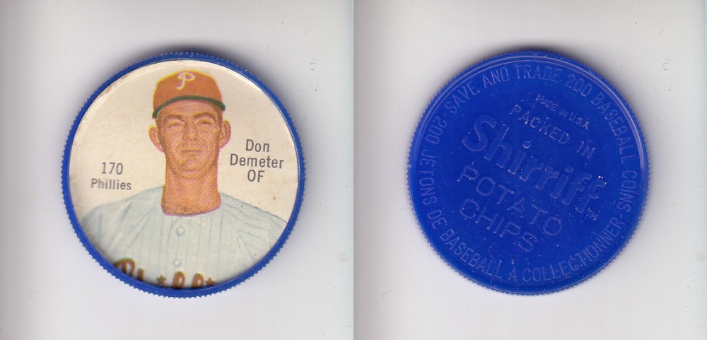 1962 SHIRRIFF BASEBALL COIN #170 D. DEMETER photo