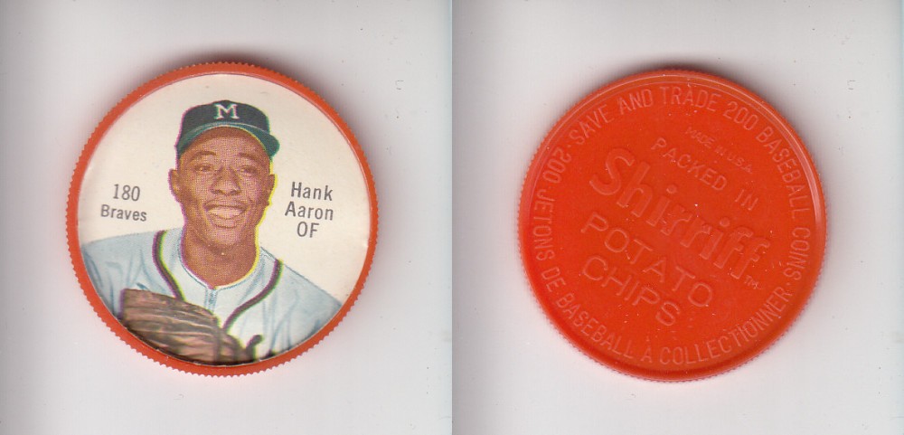 1962 SHIRRIFF BASEBALL COIN #180 H. AARON photo 1962 SHIRRIFF BASEBALL COIN #180 H. AARON photo