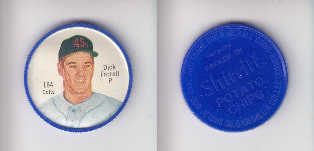 1962 SHIRRIFF BASEBALL COIN #184 D. FARRELL photo 1962 SHIRRIFF BASEBALL COIN #184 D. FARRELL photo