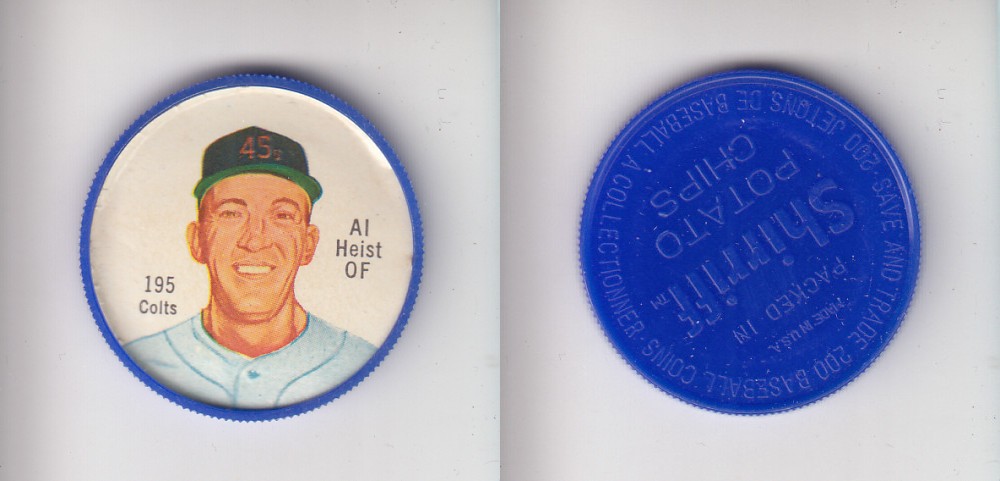 1962 SHIRRIFF BASEBALL COIN #195 A. HEIST photo 1962 SHIRRIFF BASEBALL COIN #195 A. HEIST photo