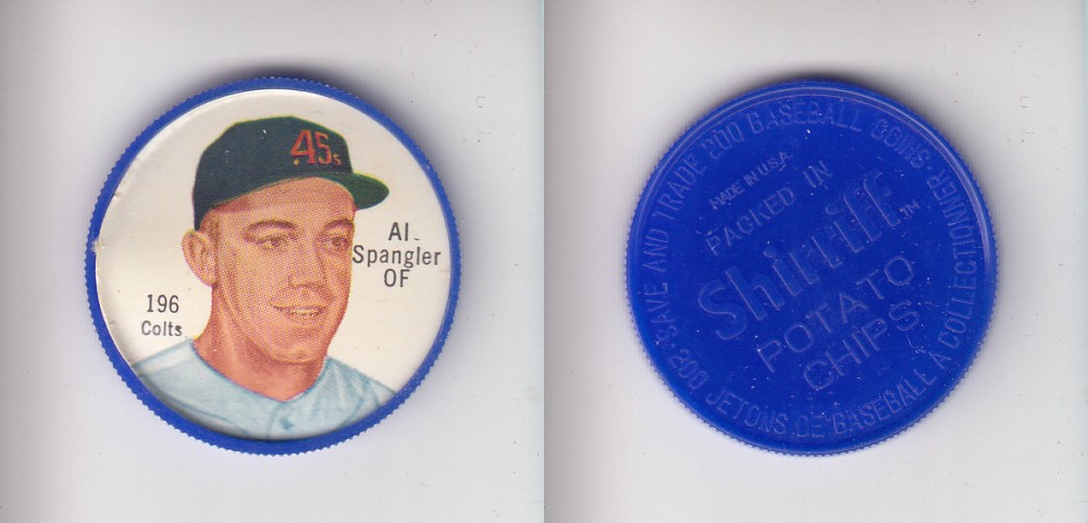 1962 SHIRRIFF BASEBALL COIN #196 A. SPANGLER photo 1962 SHIRRIFF BASEBALL COIN #196 A. SPANGLER photo