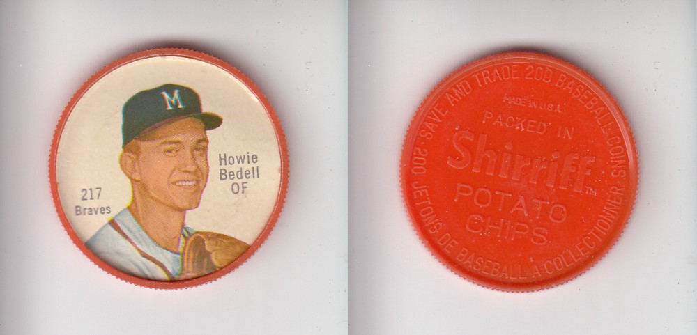 1962 SHIRRIFF BASEBALL COIN #217 H. BEDELL photo 1962 SHIRRIFF BASEBALL COIN #217 H. BEDELL photo