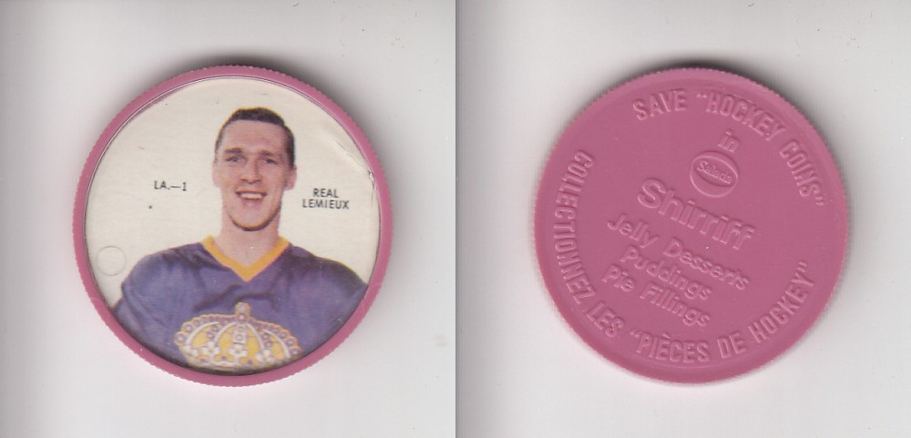 1968-69 SHIRRIFF HOCKEY COIN LA-1 R. LEMIEUX photo 1968-69 SHIRRIFF HOCKEY COIN LA-1 R. LEMIEUX photo