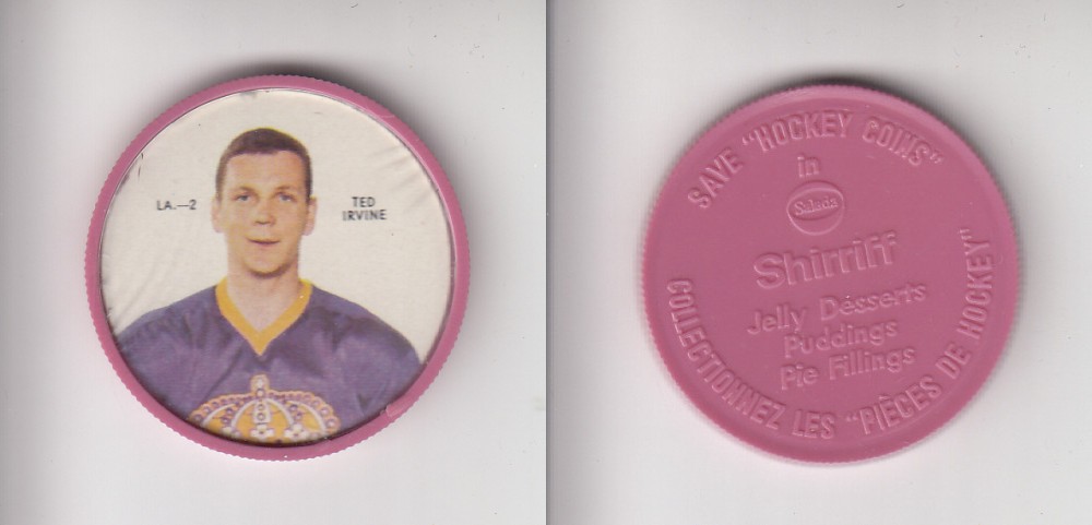 1968-69 SHIRRIFF HOCKEY COIN LA-2 T. IRVINE photo 1968-69 SHIRRIFF HOCKEY COIN LA-2 T. IRVINE photo
